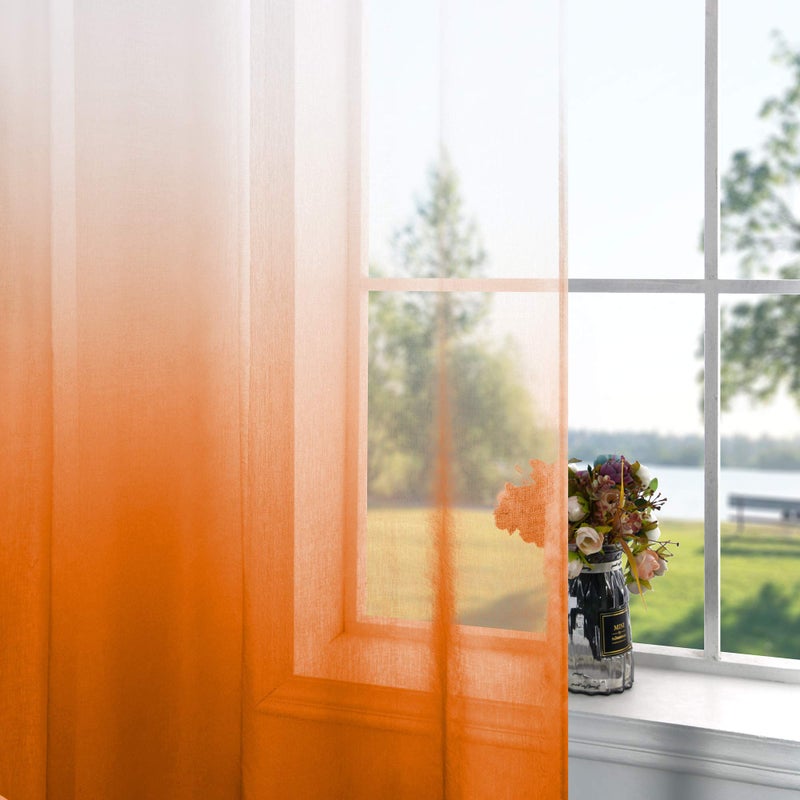 KOUFALL Orange Fall Curtains for Living Room,2 Panels Sheer Ombre Halloween Curtains for Bedroom Dining Room 84 Inches Long,Cortinas De OtoÃ±o Naranjas para Sala 2025 - Image 5